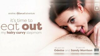 Mature.nl - Curvy stepmom Odette gets her hairy pussy and big ass licked by her stepdaughter Sandy Morrison Full HD Video Free