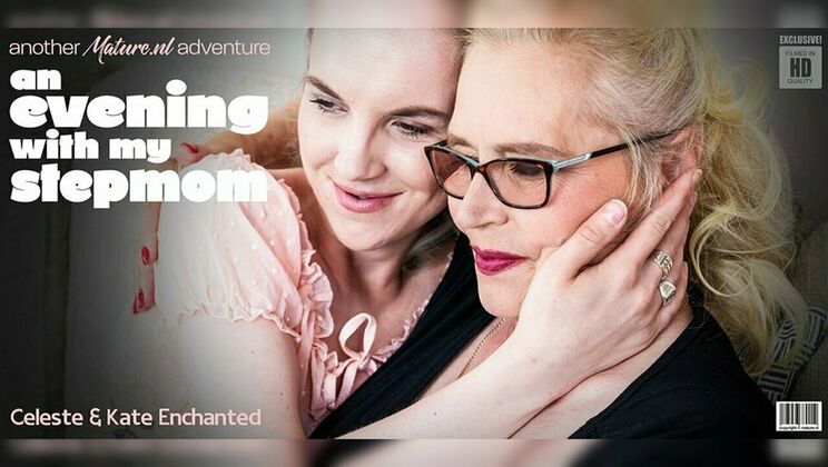 Mature.nl – Hairy cougar Celeste seduces her hot stepdaughter Kate Enchanted for a pussylicking good time